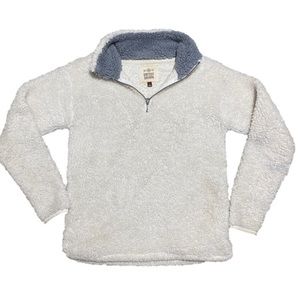 ♥️ SO white quarter zip sherpa long sleeve pullover